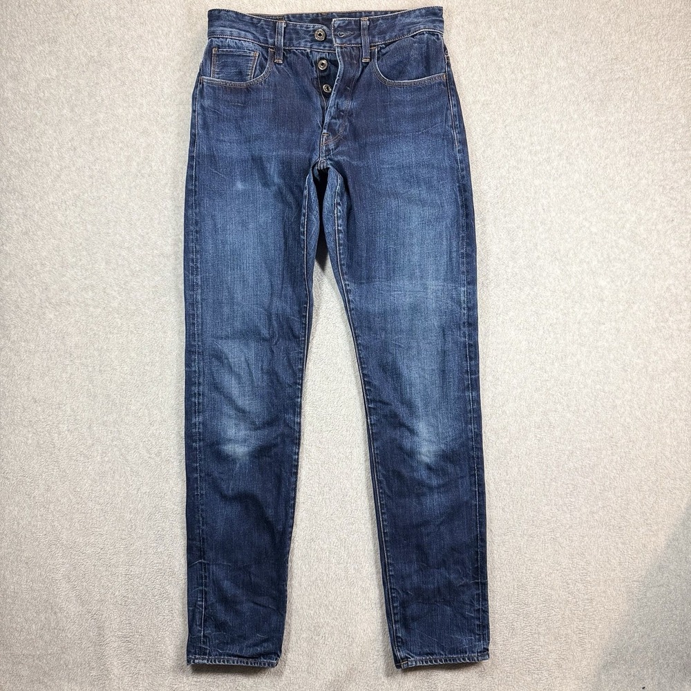 G-Star Raw Jeans Mens 29x34 3301 Deconstructed Slim Button Fly Faded Denim